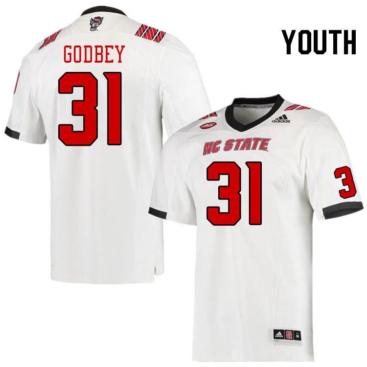 Youth #31 Jaxon Godbey North Carolina State Wolfpacks College Football Jerseys Stitched-White
